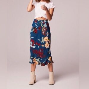 Band Of The Free Blue Floral Midi Skirt